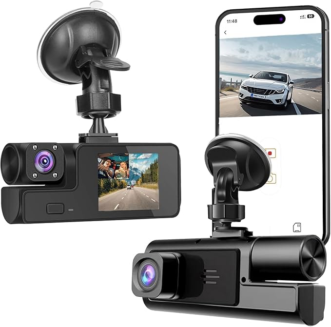 WiFi 1080P Dual Dash Camera for Car Front and Inside Dashcam Car Security Video Recorder,170°Wide Angle Vehicle Cam,WDR,G-Sen