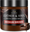Leather Recoloring Balm and Scratch Repair Kit, Medium Brown Leather Restorer for Couches, Furniture, Car Seats, Leather Pain