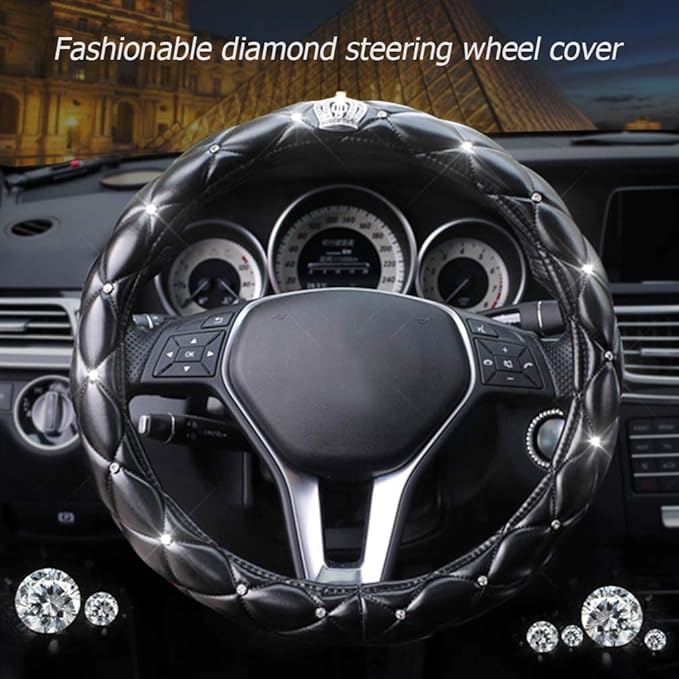 Car Steering Wheel Cover with Durable PU Leather, Universal 20 inch Fit for Car Truck SUV, Breathable Anti Slip Auto Steering Wheel Covers for Men and Women