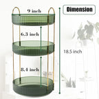 Rotating Makeup Organizer Countertop 3 Tier Lazy Susan Trays Clear Skincare Perfume Storage for Bathroom Counter Vanity, Gree
