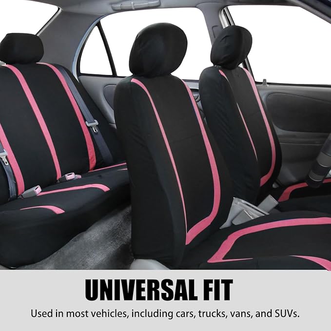 BELOMI Car Seat Covers Full Set, Breathable Premium Cloth Automotive Seat Cover, Universal Front and Rear Seat Covers, Easy t