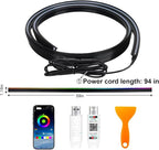 59" RGB LED Strip Lights for Car Interior, Smart App Control with 16M Colors, Music Sync, High-Brightness RGB Ambient Lighting Kits, Easy Plug & Play Installation, Cuttable, Wide Compatibility