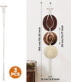 3 PCS Macrame Hat Hangers for Wall, Bohemian Hand Weaving Boho Hat Rack Organizer for Cowboy, Wide Brim, Bowler & Fedora Hats