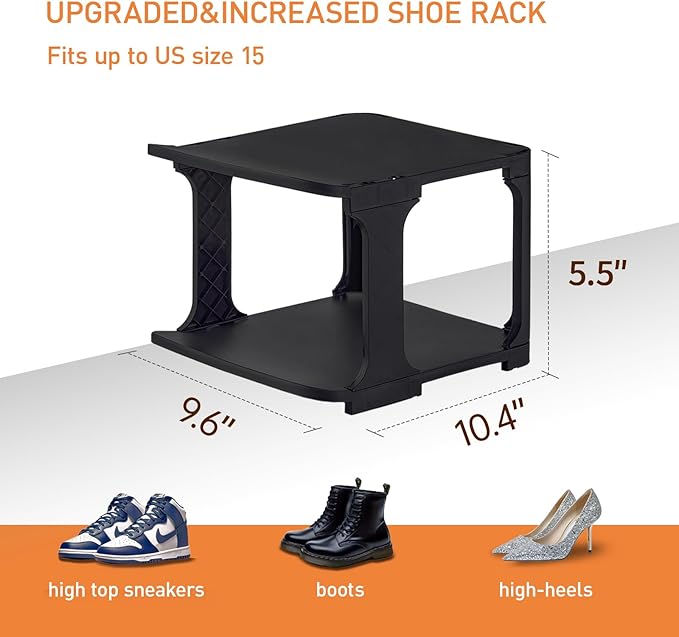 5 Tiers Shoe Rack Organizer for Closet Shoe Holder Storage Narrow Plastic Vertical, Free Standing Shoe Rack Shelf for Entrywa