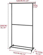 Sywhitta Double Rod Clothing Garment Rack, Rolling Clothes Organizer on Wheels for Hanging Clothes, Easy to Assemble, Adjusta