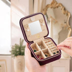 ZPROW Plush Velvet Travel Jewelry Case, Travel Jewelry Organizer, Jewelry Travel Case, Travel Jewelry Box, Small Jewelry Case