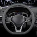 LKWLIKEI Nappa Leather D Shape car Steering Wheel Cover, Non-Slip, Breathable，Universal 15 inch.（D Shape Black）