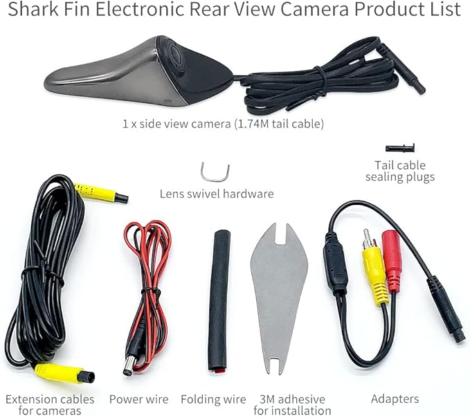 CVBS Signals Blind spot Camera Car Side View Camera IP68 Waterproof 120 Degree Wide Angle Side View Mirror kit Dark Grey