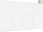 8Pcs Pegboard, Peg Board, Metal Pegboard Wall Organizer Panels Accessories, Mount Display Pegboard Kits for Walls Garage Craf