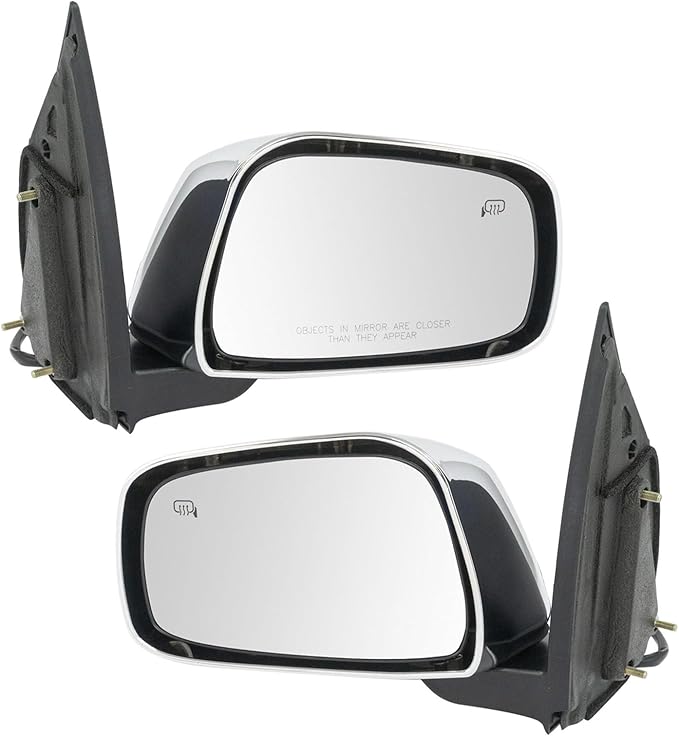 TRQ Power Heated Chrome Side Mirror Set Driver & Passenger Compatible with 2011-2018 Nissan Frontier NI1320291 NI1321291