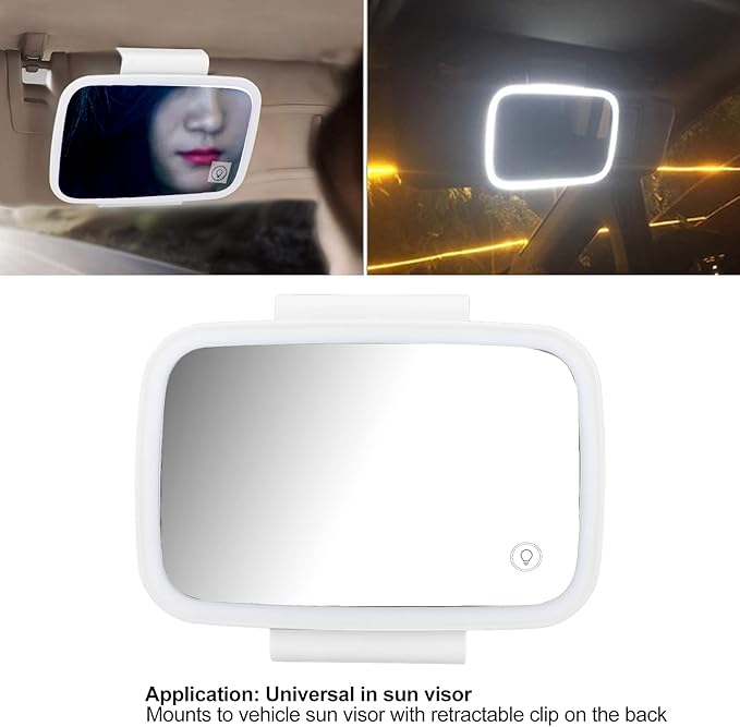 LED Sun Visor Mirror,Car Sun Visor Vanity Mirror,Built in Surround LED Lights with Touch Screen, with Retractable Back Clip for Universal Sun Visor