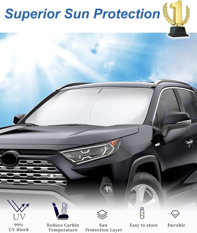 Windshield Sun Shade for Car Windshield,Front and Side Window Shades,Sun Visor Blocker Heat and UV Rays,Automotive Accessories Protector (Medium Size 61x 32 inches)