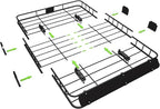 WEIZE 54" x 34" x 6" 200lb Heavy Duty Roof Rack Carrier Basket with Waterproof Bag, Cargo Net and Ratchet Straps, Universal Car Top Luggage Holder for SUV, Truck
