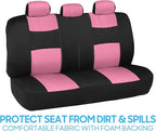 BDK PolyPro Car Seat Covers Full Set in Pink on Black – Front and Rear Split Bench Seat Covers for Cars, Easy to Install Car 