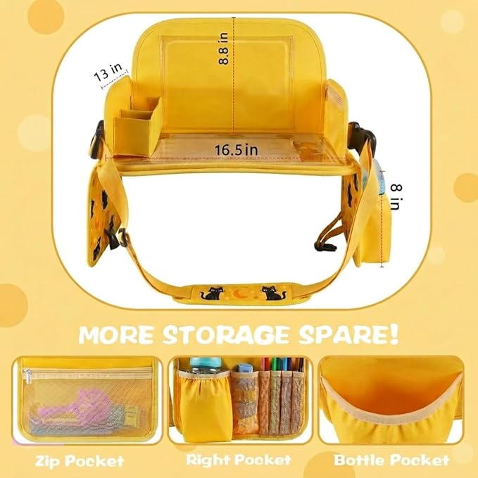 MENZOKE Kids Travel Tray for Toddler Car Seat, Toddler Gift for Boy Activities with iPad Holder Stand & Storage Pockets, Road