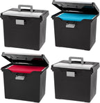 IRIS USA File Box with Lid File Organizer for Letter File w/Organizer-Lid, Water Resistant Document Box, Plastic Mobile Filin