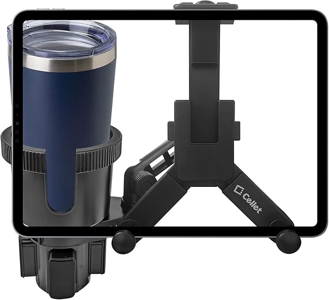 Cellet Tablet Mount with a Cup Holder Base Compatible for Apple iPad Pro, Air, Mini, Samsung Galaxy Tab, Surface Go (Extra Cup)