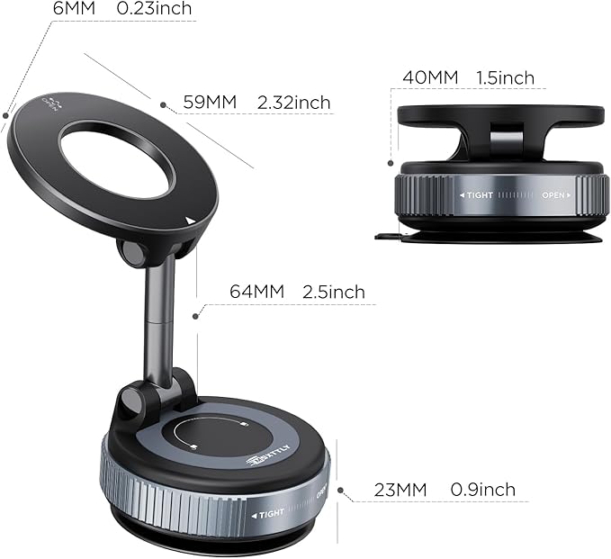 Vacuum Magnetic Phone Holders for Your Car 2026 Suction Cup Phone Mount with Washable Nano Gel Pads 360° Adjustable Phone Mount,Travel Gifts, Car Phone Holder for Smartphone Car/Gym/Mirror