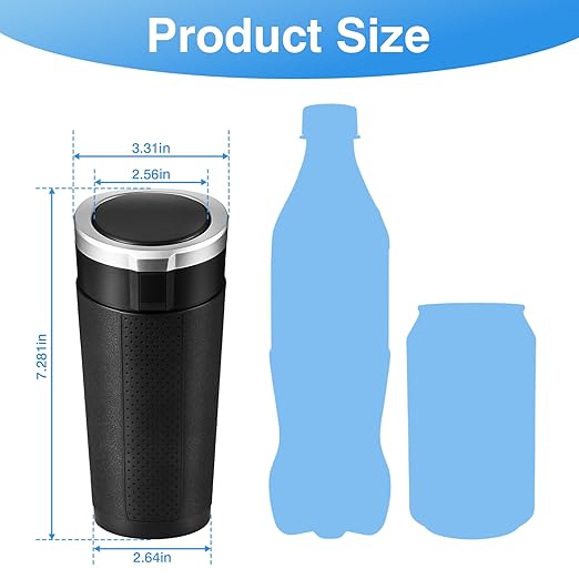 Car Trash Can Bin with Lid, 2 Packs Mini Leakproof Garbage Can for Vehicle, Cup Holder Trash Can, Small Trash Bin for Cars, Home, Bedroom, Office (Silver)