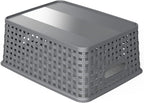 WYT Weave Storage Organizer Baskets, Grey 6-Pack Plastic Woven Baskets, 10.1" x 7.55" x 4.1"