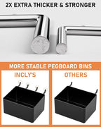 INCLY 170PCS 1/4 Inch Pegboard Hooks Kit, Extra Thick Heavy Duty Peg Board Organizer Accessories Assortment with Pegboard Bin