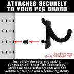 PegPro® J Hooks Kit for Standard “Wood Fiber” pegboard – Durable Plastic Pegboard Hooks - for Garage, Kitchen, Craft Room, an
