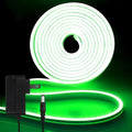 iNextStation 12V Green LED Strip Lights 16.4FT, Flexible Silicone Neon Rope Light with Power Adapter, Waterproof, Cuttable, Dimmable & Linkable, LED Lights Strip for Bedroom, Kitchen(with Plug)