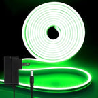 iNextStation 12V Green LED Strip Lights 16.4FT, Flexible Silicone Neon Rope Light with Power Adapter, Waterproof, Cuttable, Dimmable & Linkable, LED Lights Strip for Bedroom, Kitchen(with Plug)