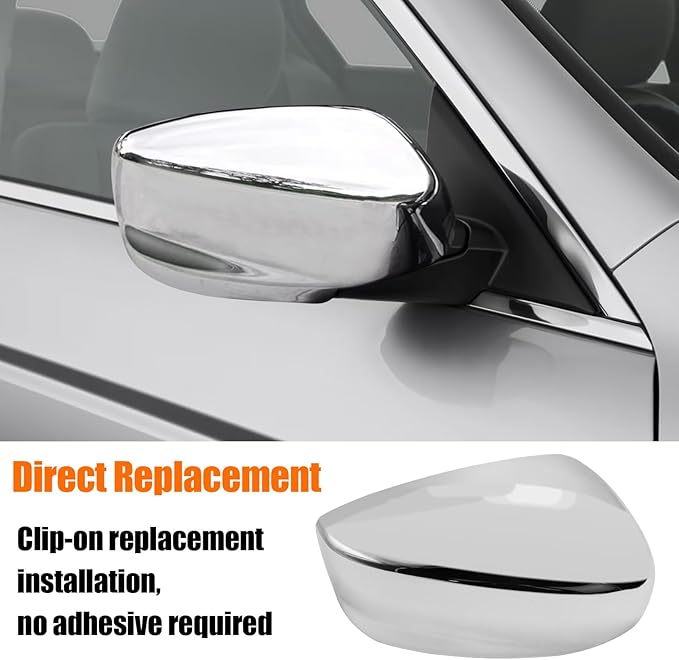 Yumzeco Compatible with Honda Accord Side Mirror Cover Trim 8th Gen 2008 2009 2010 2011 2012, Chrome Door Rearview Mirror Caps acement for Honda Accord W/O Light Hole - Right Passenger Side