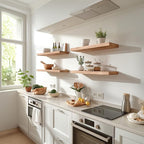 Light Wood Floating Shelves for Wall Rustic Wall Shelves for Bedroom Set of 6