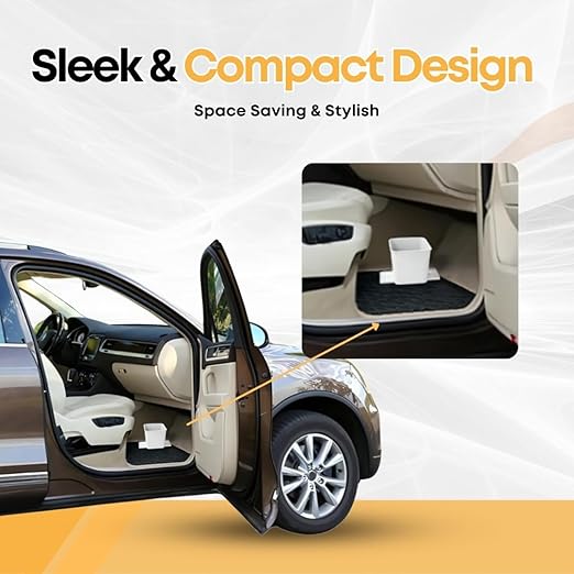 Car Trash Can for Vehicles Leakproof Compact Garbage Bin w/ Stability Flap, Anti-Slip Base, Portable Trash Holder for Cars, Trucks, SUVs, Minivans Compact, Auto Container Organizer (White, Small)