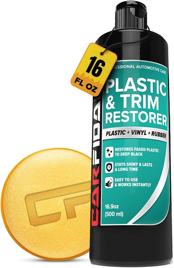 Carfidant Plastic Restorer for Cars – Refreshes Faded Plastic, Vinyl & Rubber Trim with Polish for Deep Shine – Protects Agai