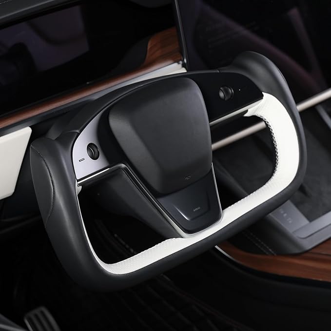 MEWANT Hand Stitched Tesla Model S Yoke Steering Wheel Cover Wrap for Tesla Model S 2021-2023 / Model X 2021-2023 Tesla Yoke Steering Wheel Accessories(3D Style)