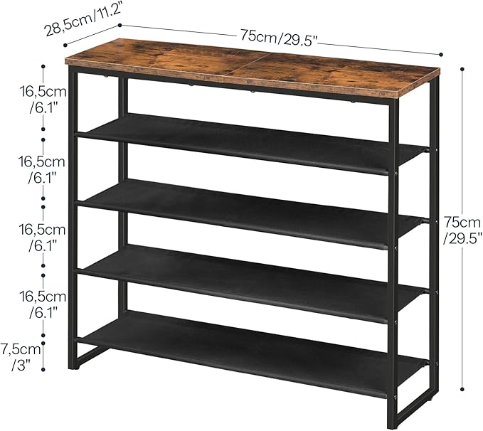 HOOBRO Shoe Rack, 5 Tier Shoe Storage Organizer with 4 Oxford Fabric Shelves and Top Panel, Holds 16-20 Pairs of Shoes, for E