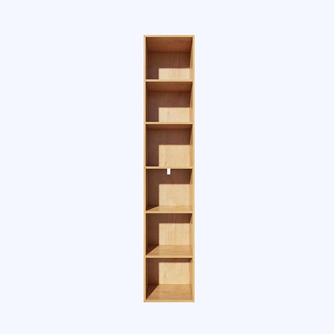 6 Cube Storage Organizer,Wooden 6-Tier Open Shelf Bookshelf,Versatile Storage Cubes for Living Room，Bedroom,Home Office,(Oak,