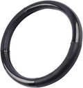BDK Carbon Fiber Steering Wheel Cover White Vinyl with Fiber Accent - Black Carbon, 14.5-15 inch