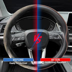 HAOTULE Leather Steering Wheel Cover， with Anti-Slip Stripe Design - Enhanced Grip, Fashion Style, Safe, Non-Slip, Breathable