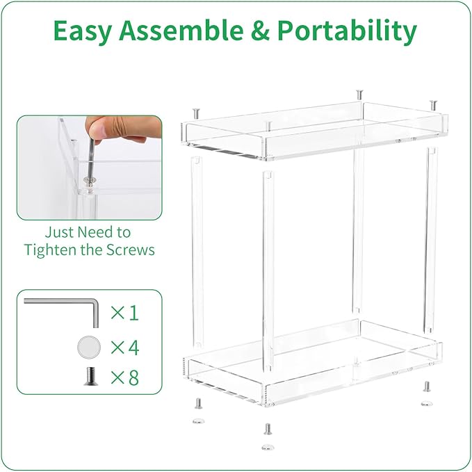 NPPLUS Acrylic Bathroom Counter Organizer, 2-Tier Tray Vanity Counter Organizer, Home Storage Holder for Makeup, Cosmetics & 