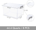 Citylife 44.4 QT Plastic Storage Bins with Latching Lids Stackable Storage Containers for Organizing Large Clear Storage Box 