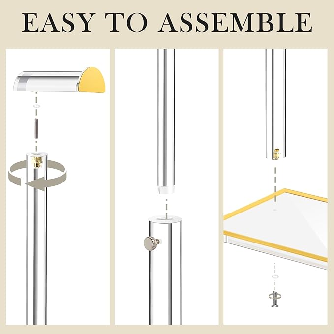 Acrylic Handbag Display Stand Gold Trim Purse Holder, 14"-24" Adjustable Height Thicken Anti-slip Base Clear Purse Rack Hangi