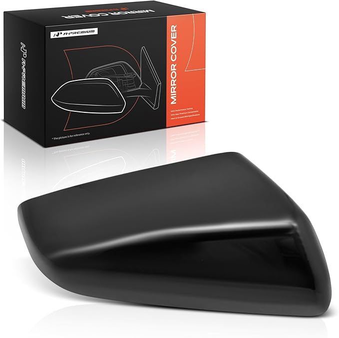 A-Premium Passenger Side Rearview Mirror Cover Cap - Compatible with Chevy Chevrolet Equinox & GMC Terrain, 2018 2019 2020 2021 2022 2023 2024 - Smooth Black
