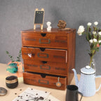 Wooden Storage Box with Drawers Vintage Office Supplies and Accessories Letter Tray Wood Desktop File Organizer 4 Tier Paper 