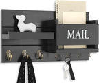 Lwenki Mail Organizer for Wall Mount – Key Holder with Shelf Includes Letter Holder and Hooks for Hallway Farmhouse Decor – R