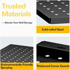 Metal Pegboard,4 Pack Metal Pegboard Panels With 8 Hooks,Black Pegboard Wall Organizer,16"x12" Steel Peg Boards for Walls,Too