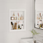 Solid Wood 14 X 18 Recessed Medicine Cabinet,2-Tier, Medicine Cabinet Organizer,Wall Niche, Bathroom Wall Cabinet, Recessed B