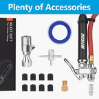 10-120 PSI Tire Inflator Gauge with Lock on Air Chuck and 12" Air Hose, Tire Air Pressure Gauge with Air Compressor Accessory for Car Truck Motorcycle Bike