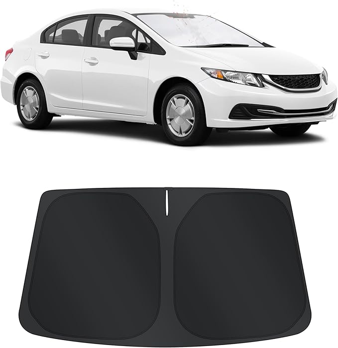 TINGLU Sun Shade for Honda Civic 2012-2015 Accessories Windshield Sun Shade Window Shade UV Rays Protection Sun Visor Cover with Steering Wheel Sunshade Storage Bag