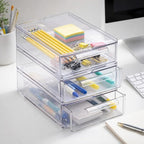 BINO | Clear Stackable Storage Drawers, Small - 3 Pack | Clear Storage Drawers with Built-In Handles | Durable Plastic Organi