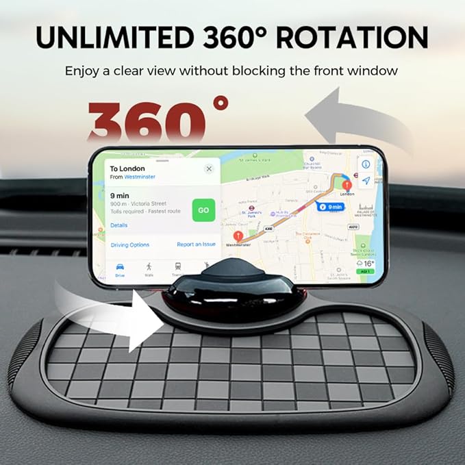 Multifunction Car Anti-Slip Mat, 2026 Upgraded Anti Slip Mat for Car Dashboard, 360° Rotatable Phone Holder Dashboard Pad wit