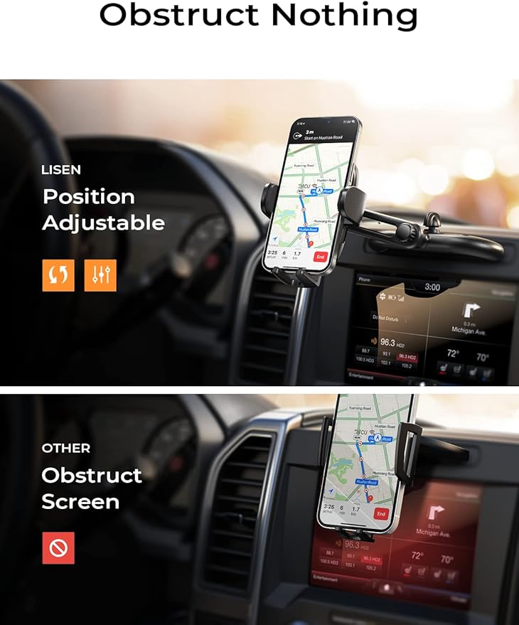 LISEN CD Slot Phone Mount for Car, Adjustable CD Phone Holder for Car Phone Mount for iPhone Ultra Sturdy Vent Cell Phone Holder Mount for iPhone 16 Pro Max Plus Accessories (Silver) Kits
